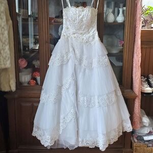 Tiered Strapless Ball Gown Dress